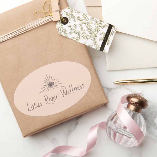 LRW Sun Logo Brand Muted Blush Oval Sticker (Gifting)