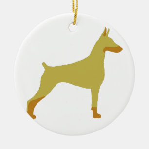 LS Doberman Pinscher fawn and rust silo Ceramic Tree Decoration