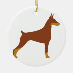 LS Doberman Pinscher red and rust  silo Ceramic Tree Decoration