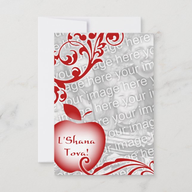 L'Shana Tova : floral apple photo card (Front)