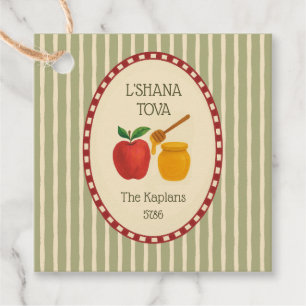 L'Shana Tova Rosh Hashanah Jewish New Year Striped Favour Tags