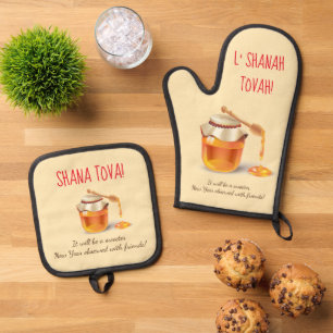 L'Shanah Tovah! A Good and Sweet New Year Honey Oven Mitt & Pot Holder Set