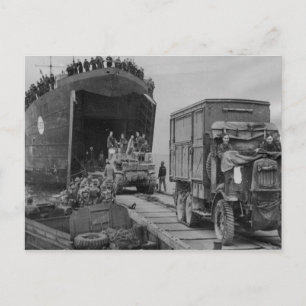LST 368 unloading in Anzio Postcard