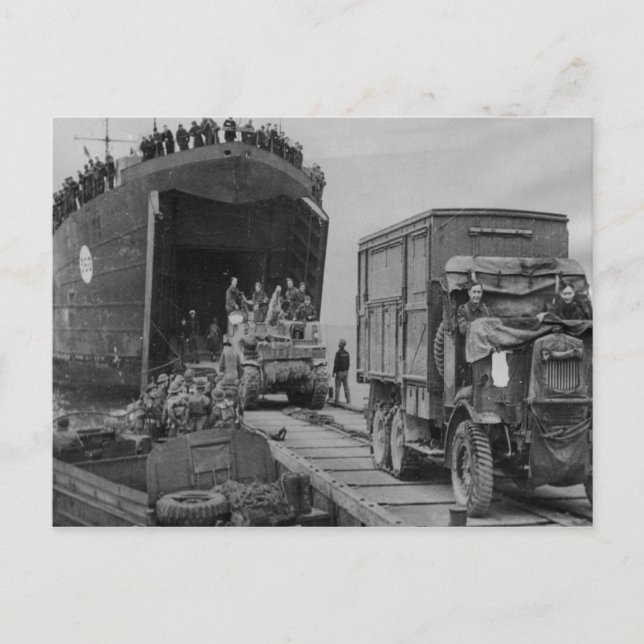 LST 368 unloading in Anzio Postcard (Front)