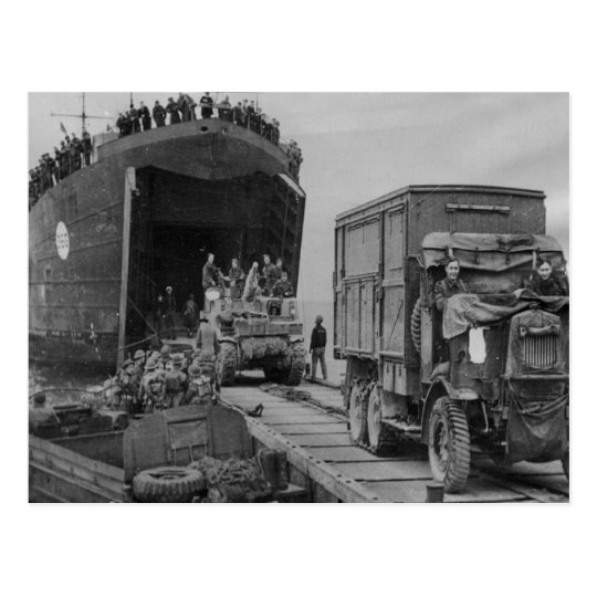 LST 368 unloading in Anzio Postcard