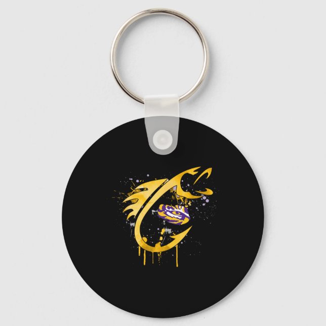 Lsu Tigers Fishing Fish Hook  Key Ring (Front)