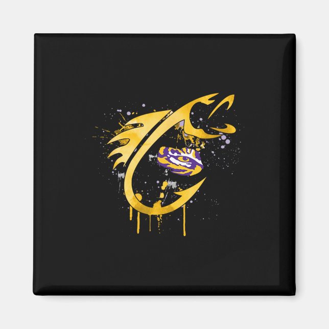 Lsu Tigers Fishing Fish Hook  Magnet (Front)