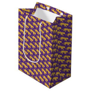 LSU Tigers Gift Bag - Purple & Gold Tiger Print