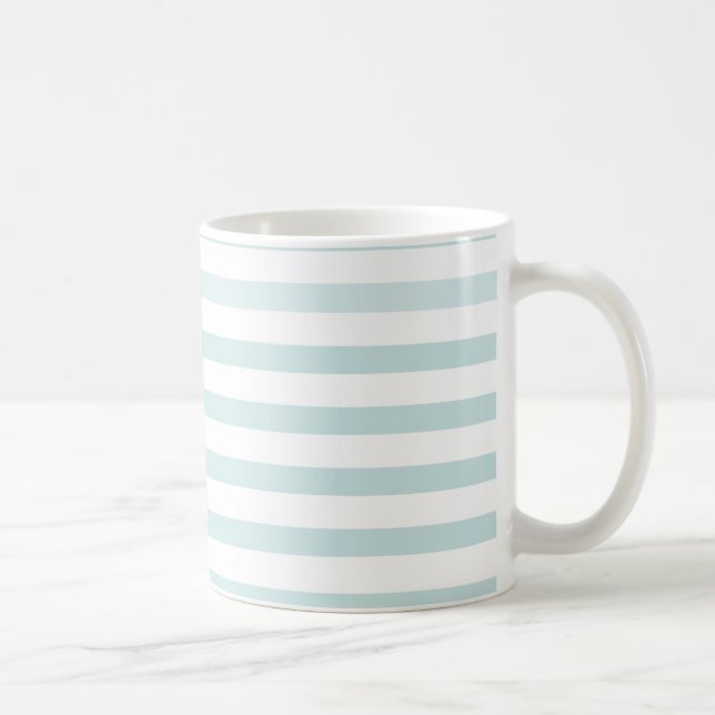 Lt. Blue and White Horizontal Stripe Coffee Mug (Right)