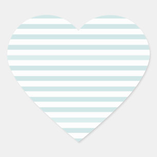 Lt. Blue and White Horizontal Stripe Heart Sticker