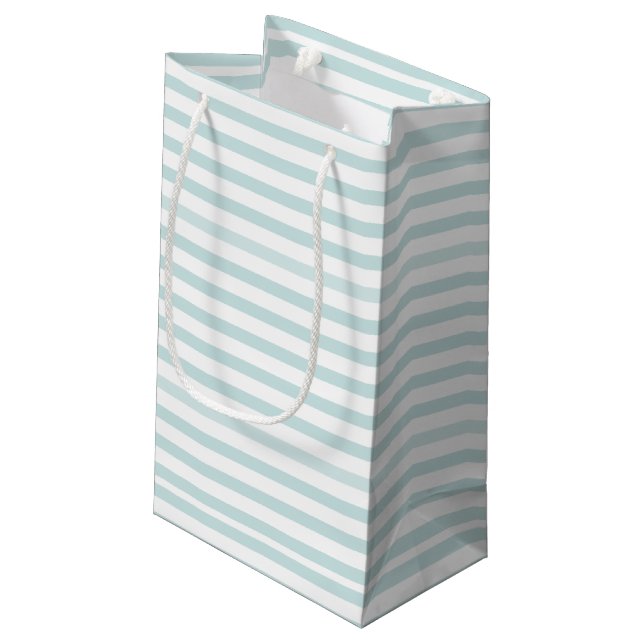 Lt. Blue and White Horizontal Stripe Small Gift Bag (Back Angled)