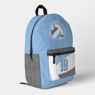 lt blue gray volleyball team colors team name printed backpack