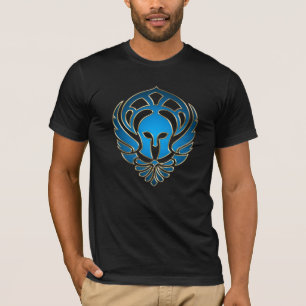 Lt Blue Greek Spartan Warrior Gold Men's T-Shirt