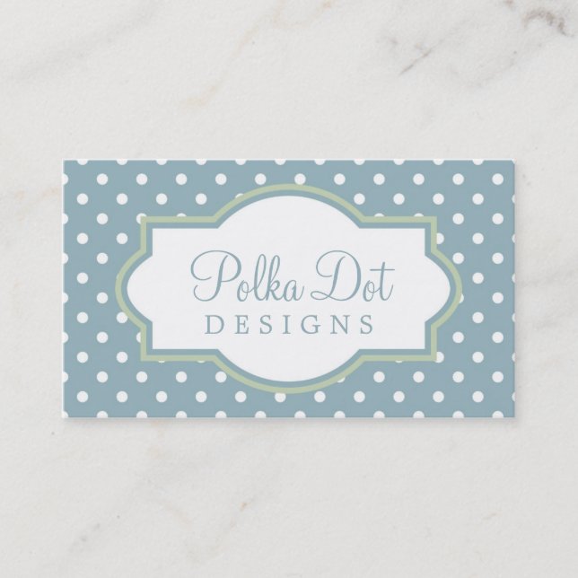 Lt. Blue Green & White Polka Dot Business Cards (Front)