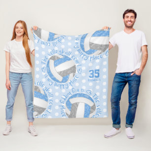 lt blue grey boho volleyball court happy place fleece blanket