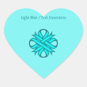 Lt Blue/Teal Clover Ribbon by K Yoncich Heart Sticker