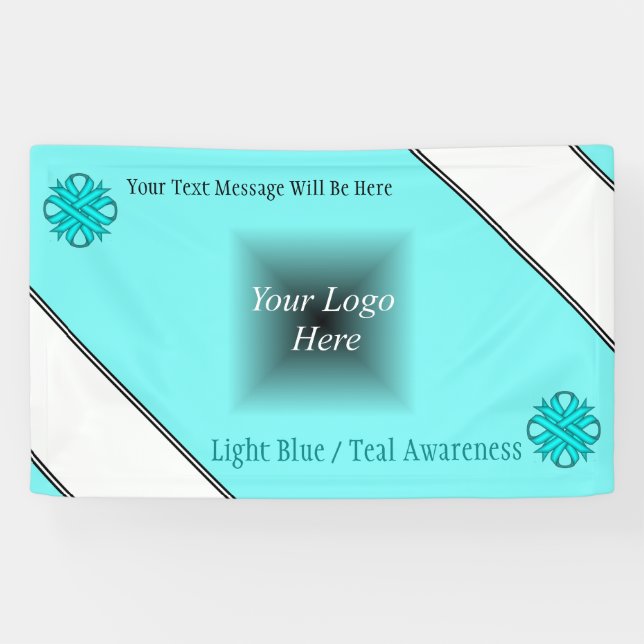 Lt Blue/Teal Clover Ribbon by Kenneth Yoncich Banner (Horizontal)