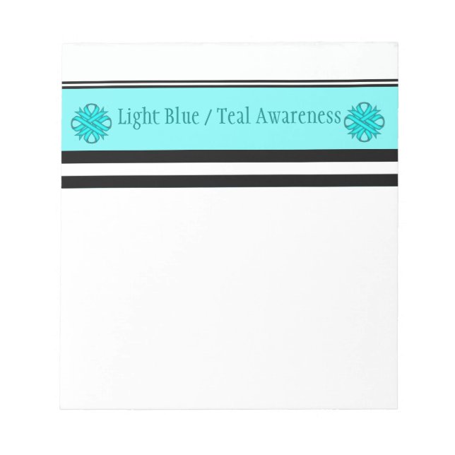 Lt Blue/Teal Clover Ribbon by Kenneth Yoncich Notepad (Front)