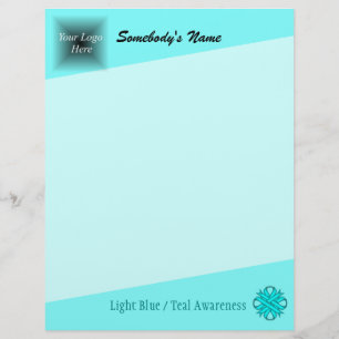 Lt Blue/Teal Clover Ribbon by Kenneth Yoncich Personalized Letterhead