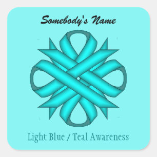 Lt Blue/Teal Clover Ribbon by Kenneth Yoncich Square Sticker
