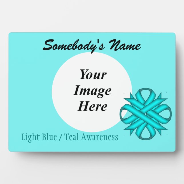 Lt Blue/Teal Clover Ribbon Template by K Yoncich Plaque (Front)