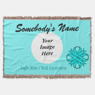 Lt Blue/Teal Clover Ribbon Template by K Yoncich Throw Blanket