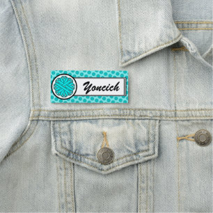 Lt Blue/Teal Flower Ribbon by Kenneth Yoncich Name Tag