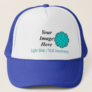 Lt Blue/Teal Flower Ribbon Template by K. Yoncich Trucker Hat