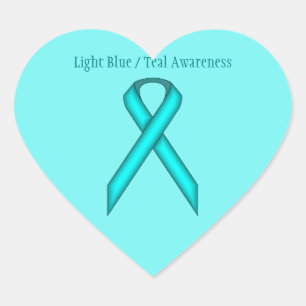 Lt Blue/Teal Standard Ribbon by Kenneth Yoncich Heart Sticker