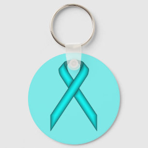 Lt Blue / Teal Standard Ribbon by Kenneth Yoncich Key Ring