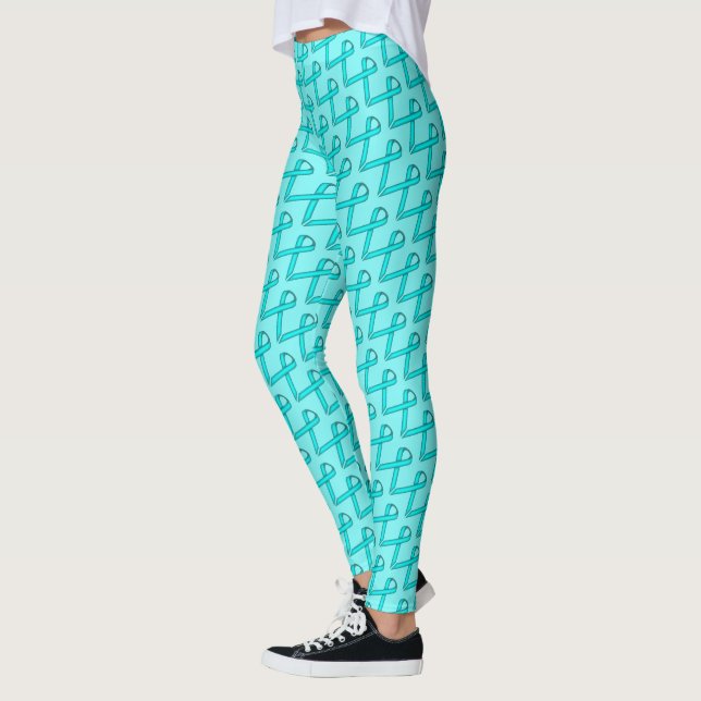 Lt Blue / Teal Standard Ribbon by Kenneth Yoncich Leggings (Left)