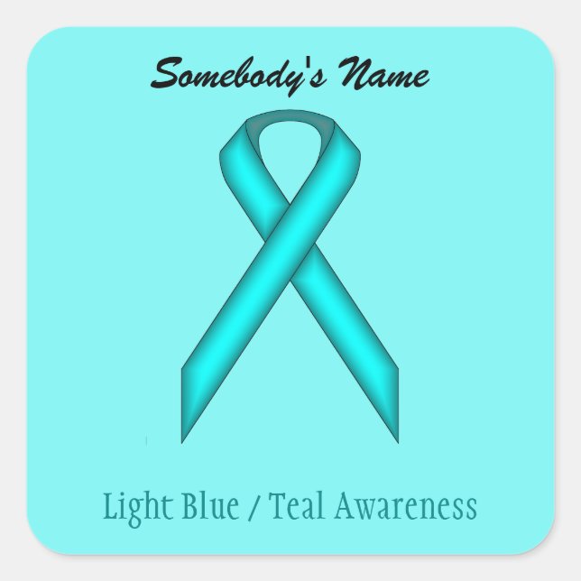 Lt Blue/Teal Standard Ribbon by Kenneth Yoncich Square Sticker (Front)