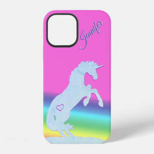 Lt. Blue Unicorn Silhouette (rainbow/personalise) iPhone 12 Case