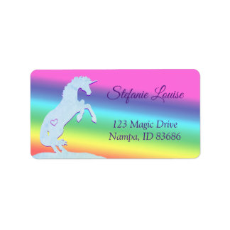 Lt. Blue Unicorn Silhouette (rainbow/personalize) Label