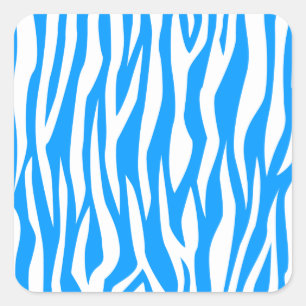 Lt Blue Zebra Print Square Sticker