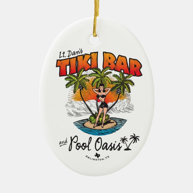 Lt. Dan's Tiki Bar & Pool Oasis Bikini Babe Ceramic Tree Decoration (Front)