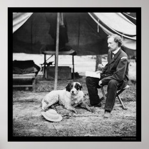 Lt. George A. Custer & Dog at Peninsula, VA 1862 Poster