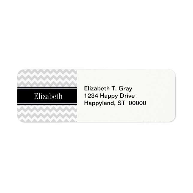 Lt Grey Wht Chevron Black Name Monogram (Front)