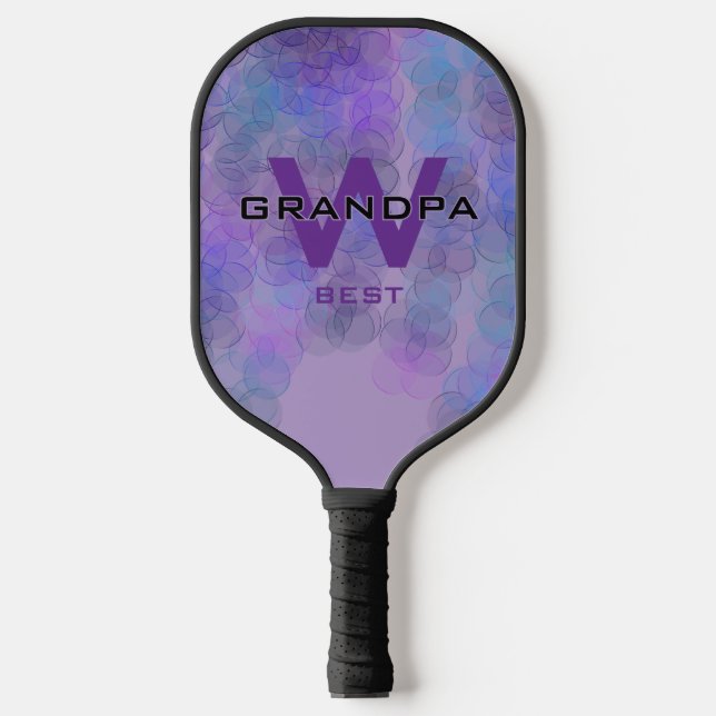 Lt purple Grandpa Monogramed Pickleball Paddle (Front)