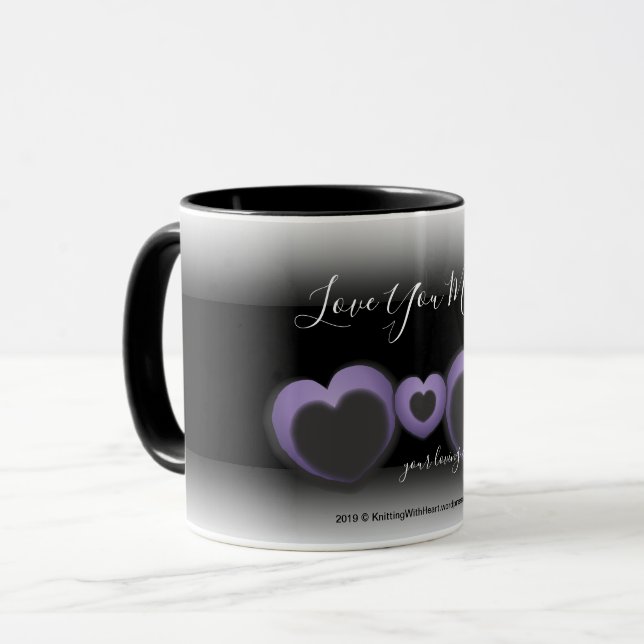 Lt PURPLE ❤“Love You Mum” Monogram Heart Customise Mug (Front Left)