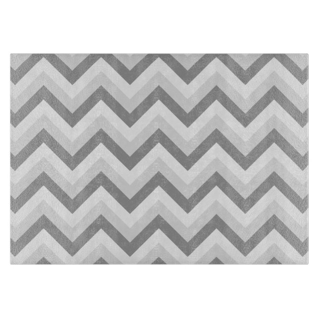 Lt Two Grey White Chervron ZigZag Cutting Board (Front)