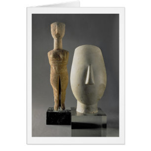 (Lto R) Figurine with crossed arms, Cycladic; head