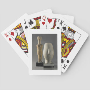 (Lto R) Figurine with crossed arms, Cycladic; head Playing Cards