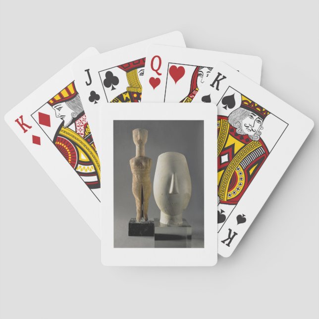 (Lto R) Figurine with crossed arms, Cycladic; head Playing Cards (Back)