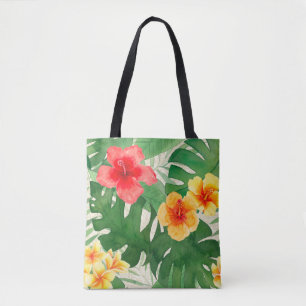 Luana Watercolor Tropical Floral Beach Bag