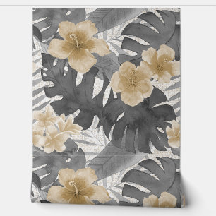 Luana Watercolor Tropical Floral- Neutral Wallpaper