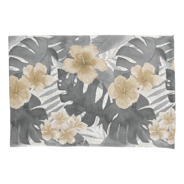Luana Watercolor Tropical Neutral Reversible Pillowcase (Front)