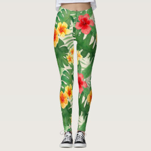 Luana Watercolor Tropical Vivid Floral Leggings