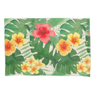 Luana Watercolor Tropical Vivid Floral Reversible Pillowcase