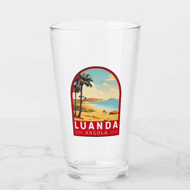 Luanda Angola Travel Art Vintage Glass (Front)